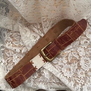 Vintage leather and cowhide patch belt